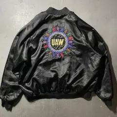 UCS 宇野薫商店 サテン × レザー スタジャン 黒 L 刺繍 ジャケット 