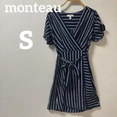⭐️1点もの⭐️monteau 【S】ネイビー ストライプ ワンピース モントー