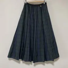 トレコード　山の手スカート　マキシ丈　グリーン　チェックのサムネイル