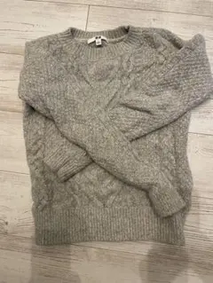 グレー ケーブルニット セーター M