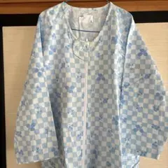 ANGEL つなぎ服 3L 水色 チェック柄のサムネイル