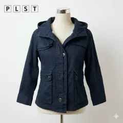 PLST フーデッドミリタリージャケット サイズ0 黒 フィールドジャケット