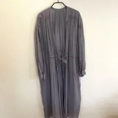 グレー 長袖 ロングチュニックワンピース