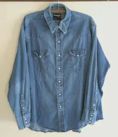 80s Wrangler ウエスタンシャツ デニムシャツ 17 1/2