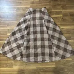 GRL グレイル チェック柄 フレアスカート L ブラウン系 秋冬