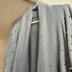 グレーロングカーディガン★沢山ビジュー付