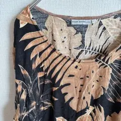 美品✨葉柄 Tシャツ 半袖 トップス レディース 黒 ブラウン ブラック 古着