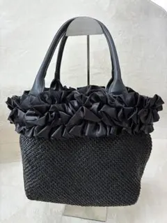 ROOTOTE ルートート　かごバッグ ブラック フリル　ハンドバックのサムネイル