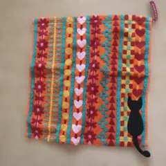 Atsuko Matano カラフル猫刺繍タオルハンカチ ウォッシュタオル