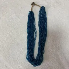青色ビーズ 多重ネックレス