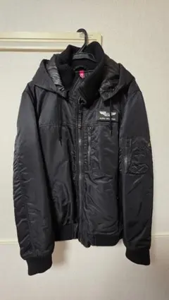 Alpha フーデットリブジャケット　黒