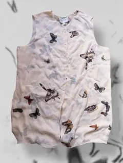 バタフライ柄 シフォンノースリーブブラウス｜Y2K フェアリーグランジ 森ガール