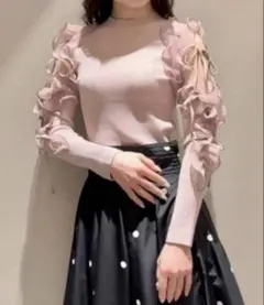 SNIDEL 　スナイデル　ロングフリルスリーブニットプルオーバー