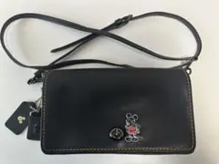 COACH ミッキーマウス レザーショルダーバッグ