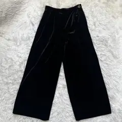 ヴィンテージ パンツ 金ボタン ベロア ブラック ワイドパンツ