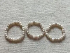 ビーズ製ホワイト・ピンクスタッカブルリング3個セット