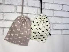 入学入園新学期　給食袋　コップ袋　2枚セットリボン柄　ハンドメイド