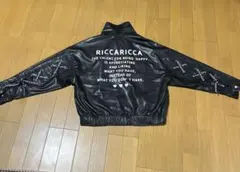 RICCARICCA 黒 レザー風 クロップドジャケット