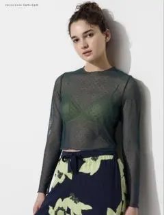 ユニクロ プリンセスタムタム ドットメッシュクロップドTシャツ M