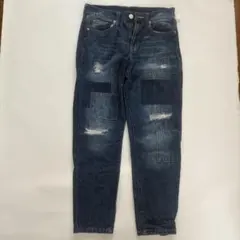 レディース パッチワーク ダメージデニムパンツのサムネイル