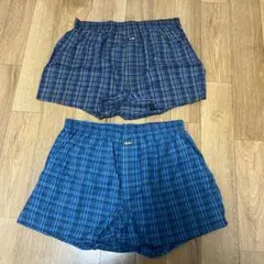 青系チェック柄トランクス2枚セット