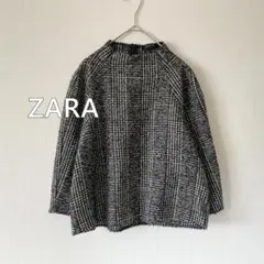 ザラウーマン　グレンチェック柄 バックジップ ブラウス M 黒白
