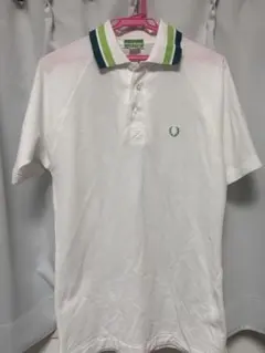 【美品】FRED PERRY ホワイト ポロシャツ グリーン ゴルフのサムネイル