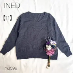 INED Ined V 넥 니트 울 니트 풀오버 감색 11L
