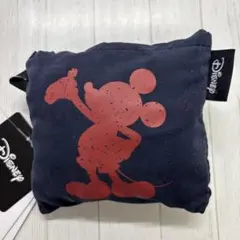 ミッキー 折りたたみエコバッグ　ロゴ　ネイビー　M 未使用