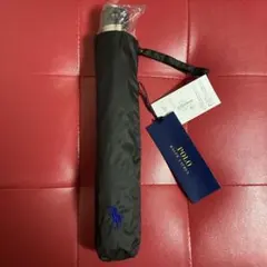 ★新品 ポロ ラルフローレン 黒 雨傘 60㎝ 軽量 折りたたみ傘ブラック