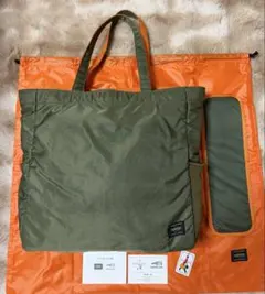 PORTER×LOOPWHEELER STAND TOTE リバーシブル カーキ