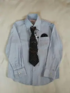 120cm　フォーマル　長袖シャツ　ネクタイ付き　水色