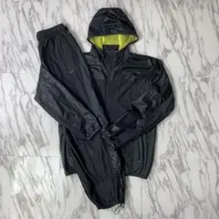 NIKE　ナイロンセットアップ　L　ブラック　シャカシャカ　刺繍　異素材　y2k