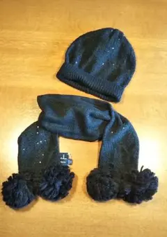 GAP Kids ニット帽＆マフラーセット ブラック