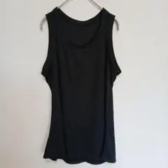 ノーブランド【M相当】黒 リブタンクトップ 定番 ストレッチ 美品 重ね着