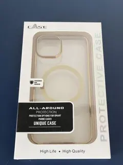 iPhone14ケース MagSafe対応 ワイヤレス充電対応(ゴールド)