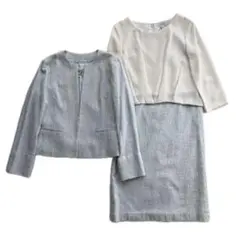 美品【アンタイトル】セットアップ ツイード フォーマル ノーカラージャケット　２