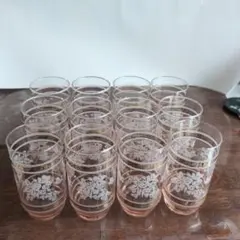 昭和レトロ　花柄ガラスコップ１２個セット