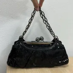 スパンコール ブラック クラッチバッグ