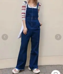 kasutane デニムフレアサロペット