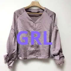 【新品♡未使用】【GRL】 サテンブラウス 長袖 レース袖