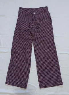 スタディオクリップ 紫チェック柄リネンパンツ