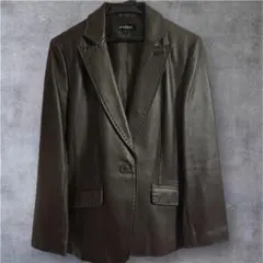 【美品】羊革 ラムレザー テーラードジャケット ダークブラウン　L