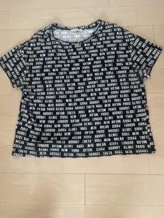 ZARA TRF 総柄ロゴプリント半袖Tシャツ ブラック Mのサムネイル