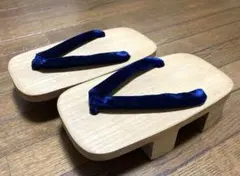 昭和レトロ メンズ 桐下駄 23.3cm 紺色鼻緒 和装 浴衣 作務衣 夏祭り