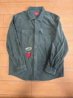 最安値 コーディロイ シャツ 黒 刺繍 ゴンズ ボタンシャツ supreme