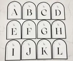 【即購入OK!】テーブルナンバー 12枚セット（A〜L）　黒枠