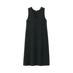 タグ付未使用　無印　二重編みスウェットジャンパースカート　ブラック　M