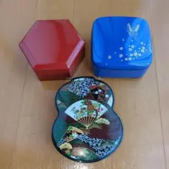 昭和レトロ 和小物収納 小物入れ 瓢箪型 蝶々 ３点セット