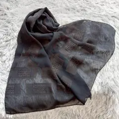 麥絲瑪拉 輕透圍巾 花紋提花 43×155cm 黑系